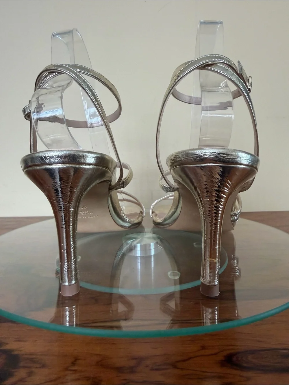 Metallic Gold Strappy Heeled Sandals by INEZ